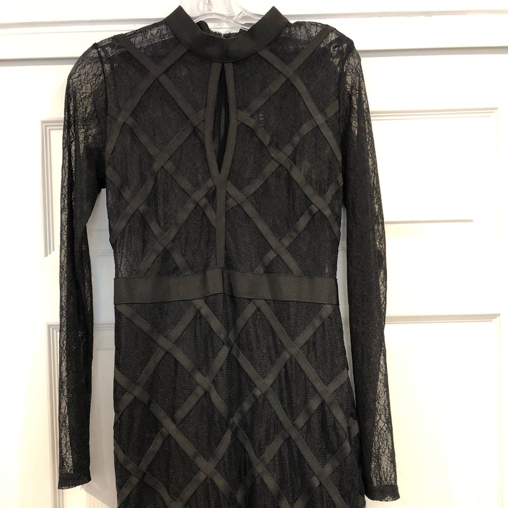 NWT Fashion nova black lace bandage dress (L)